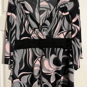Dressbarn Black and Pink Swirl Blouse